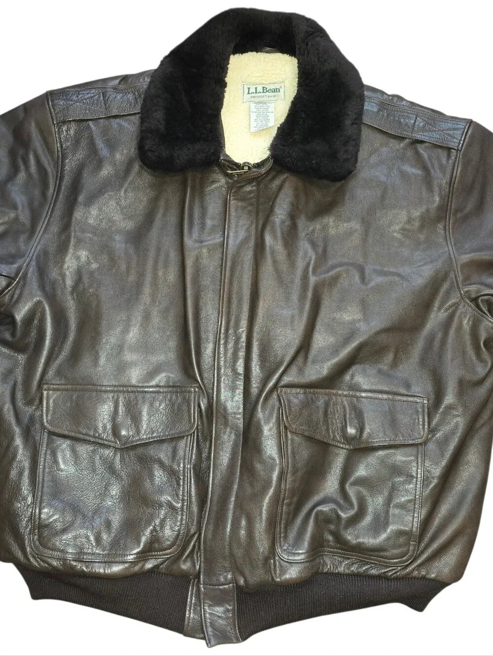 Vintage 80s L.L. Bean Genuin Cowhide Leather Bomber